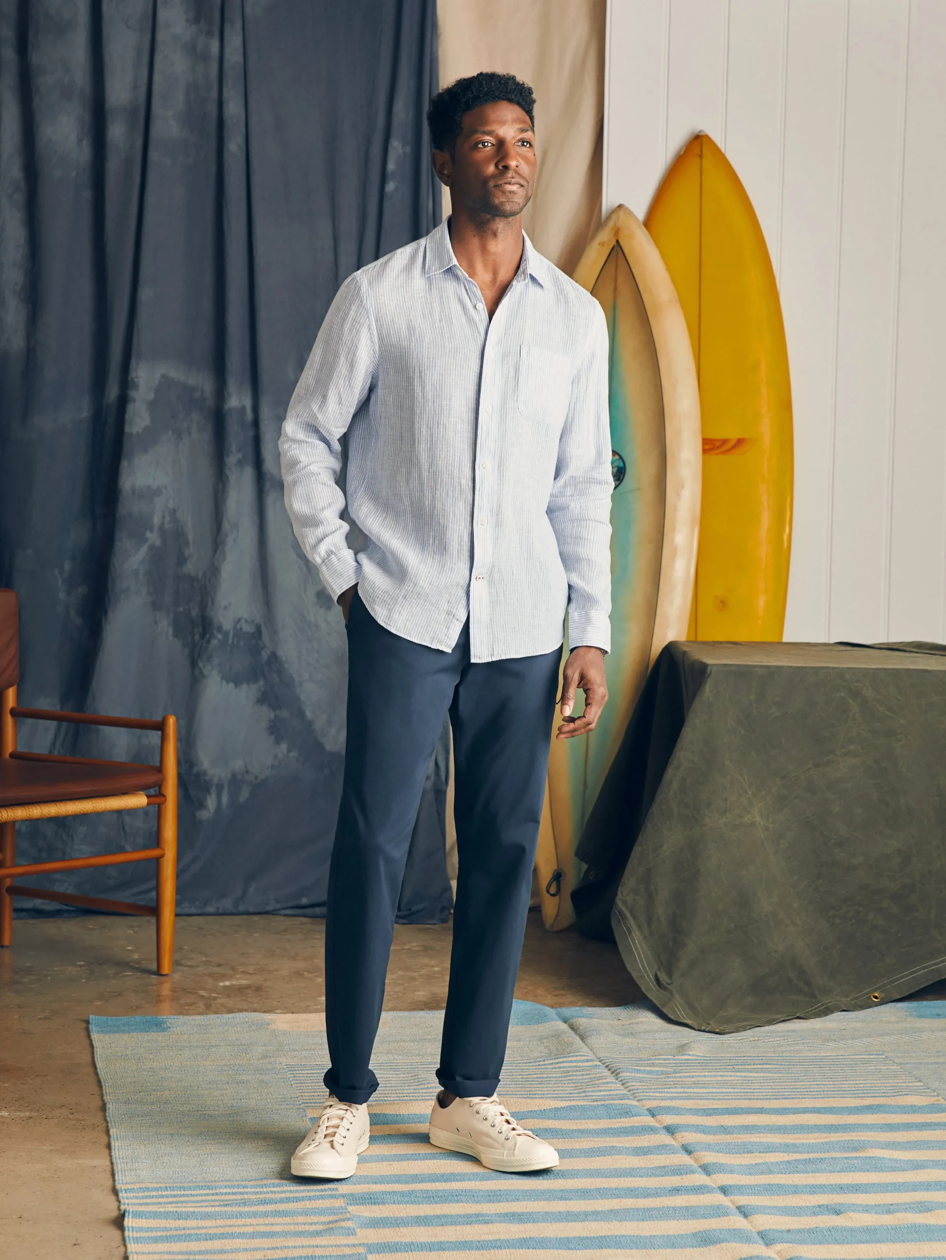 Shirts^Faherty Brand Laguna Linen Shirt - Summer Classic Stripe