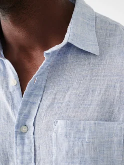 Shirts^Faherty Brand Laguna Linen Shirt (Tall) - Light Blue Melange