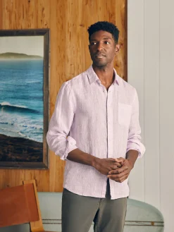 Shirts^Faherty Brand Laguna Linen Shirt (Tall) - Lavender Melange