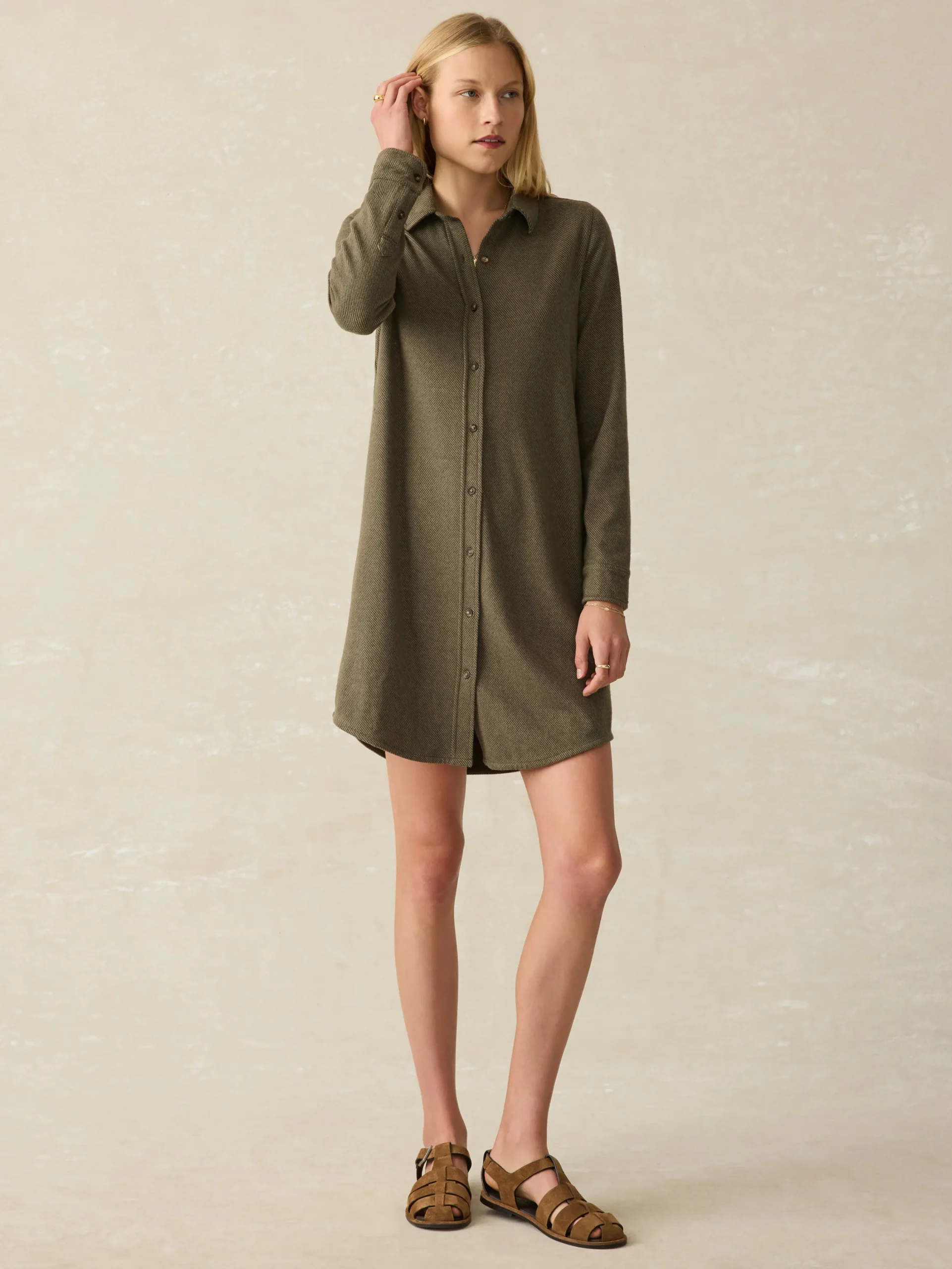 Dresses^Faherty Brand Legend™ Sweater Dress - Olive Melange Twill