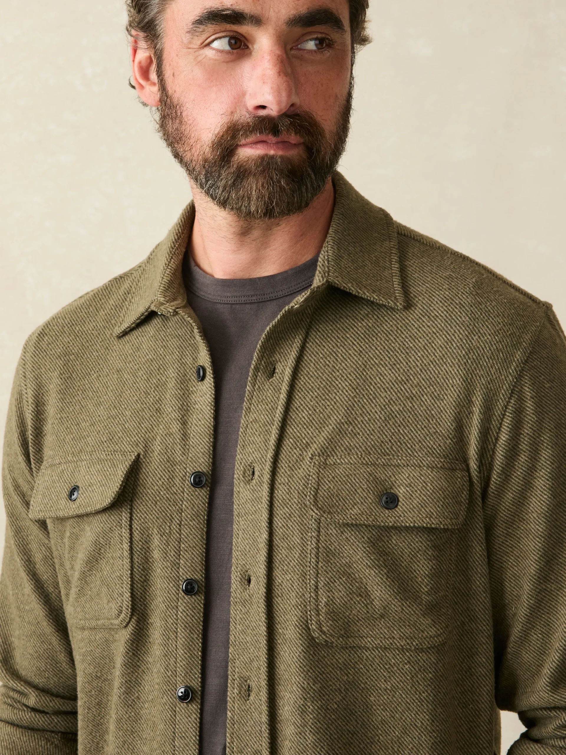 Shirts^Faherty Brand Legend™ Sweater Shirt - Olive Melange Twill
