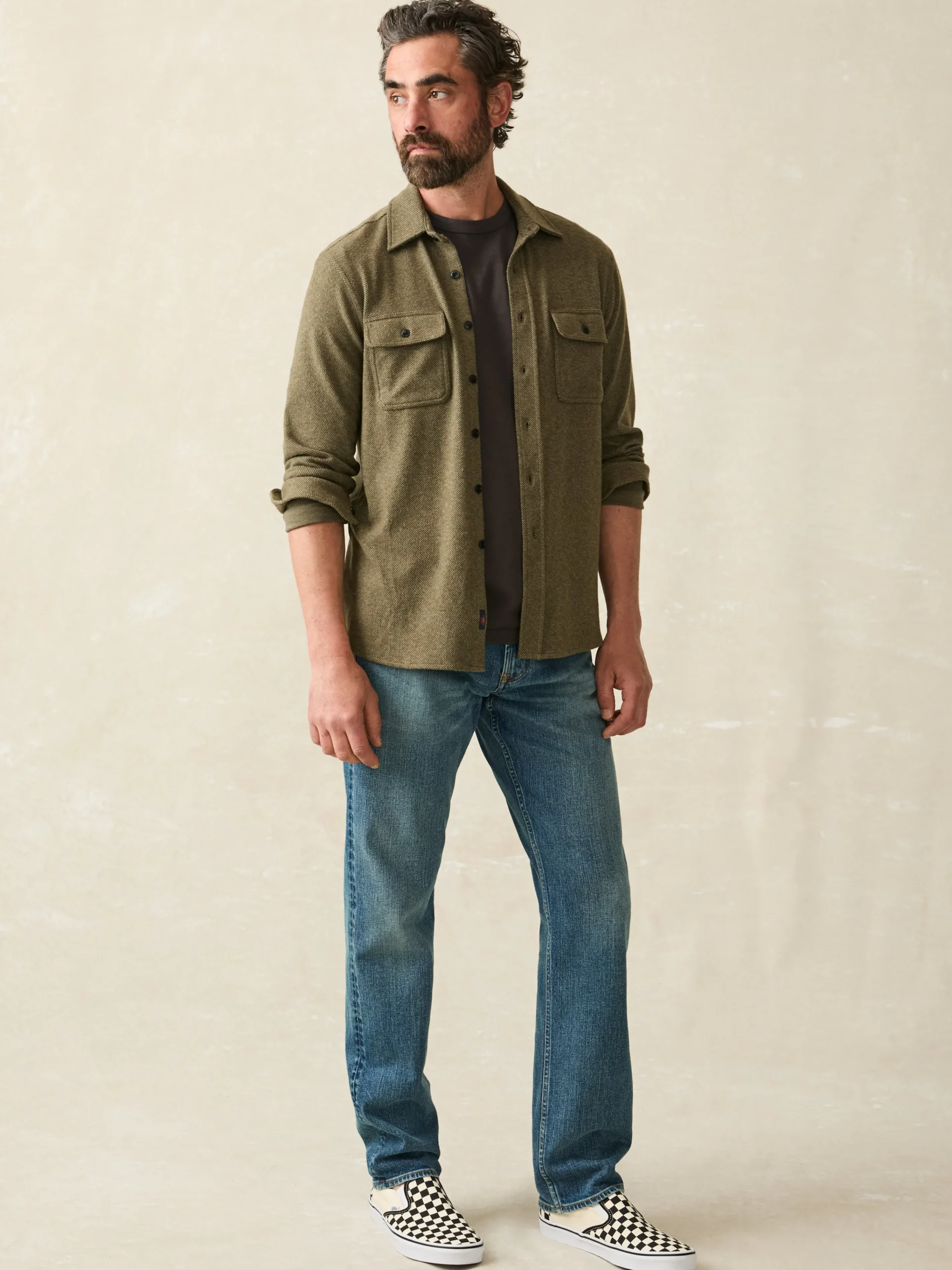 Shirts^Faherty Brand Legend™ Sweater Shirt - Olive Melange Twill