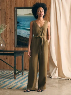 Dresses|Overalls & Jumpsuits^Faherty Brand Linen Alina Jumpsuit - Military Olive
