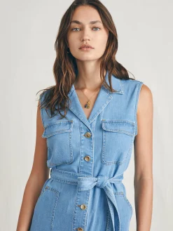 Dresses|Overalls & Jumpsuits^Faherty Brand Linen Denim Romper - Sunlit Cove Wash