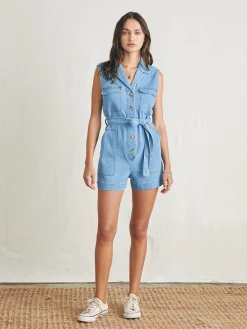 Dresses|Overalls & Jumpsuits^Faherty Brand Linen Denim Romper - Sunlit Cove Wash