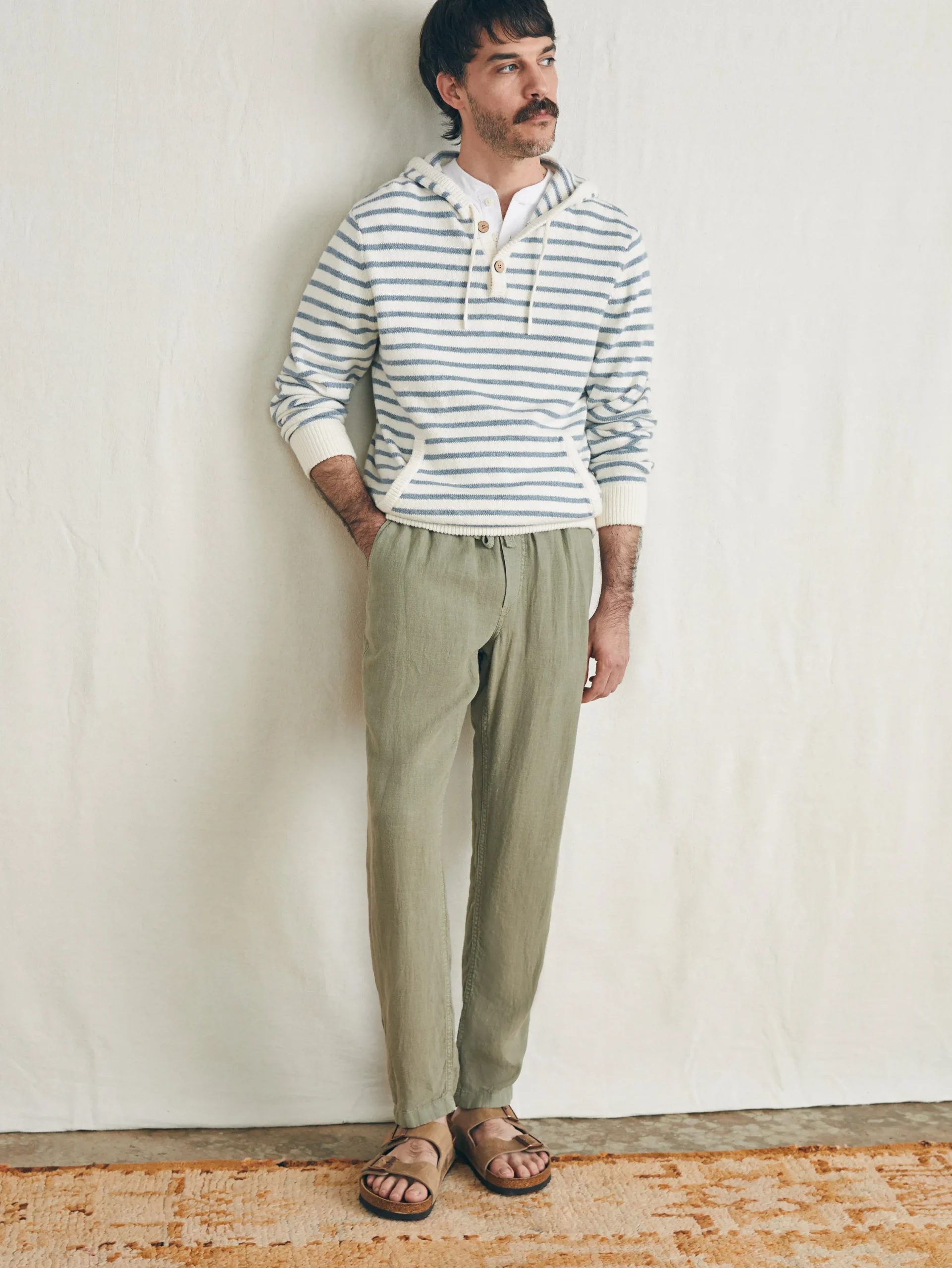 Pants^Faherty Brand Linen Drawstring Pant - Canyon Olive
