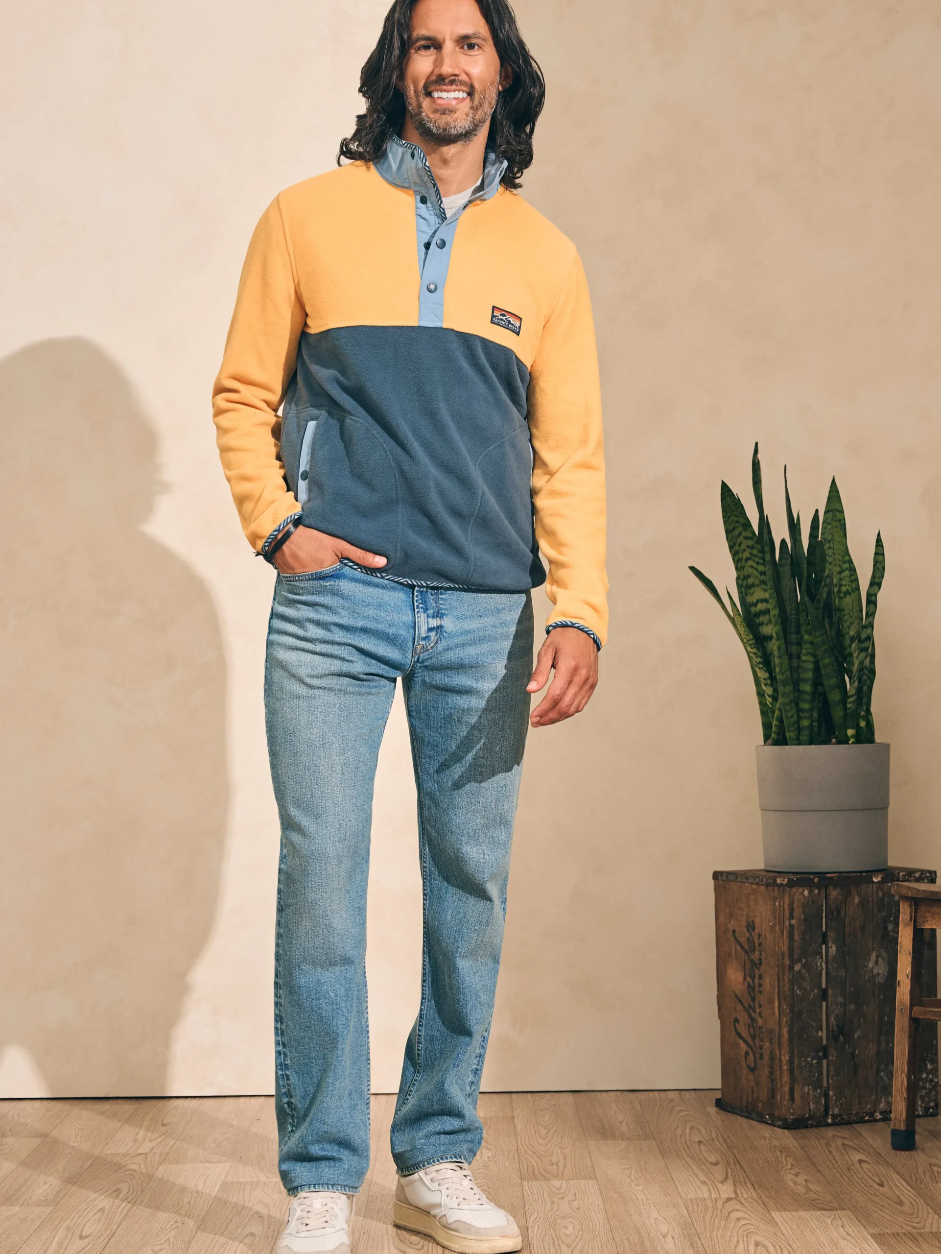 Jackets & Vests|Hoodies & Sweatshirts^Faherty Brand Low Pile Fleece Popover - Fall Sun Atlantic