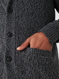 Sweaters^Faherty Brand Marled Cotton Cardigan - Deep Charcoal Marl