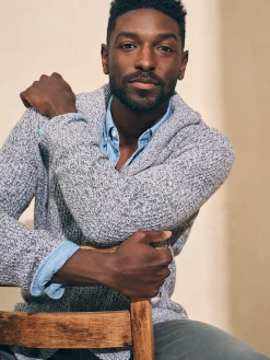 Sweaters^Faherty Brand Marled Cotton Cardigan - Light Grey Marl