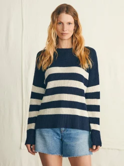 Sweaters^Faherty Brand Miramar Linen Crew Sweater - Kadena Navy Stripe