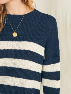 Sweaters^Faherty Brand Miramar Linen Crew Sweater - Kadena Navy Stripe