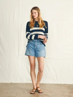 Sweaters^Faherty Brand Miramar Linen Crew Sweater - Kadena Navy Stripe