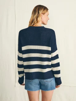 Sweaters^Faherty Brand Miramar Linen Crew Sweater - Kadena Navy Stripe
