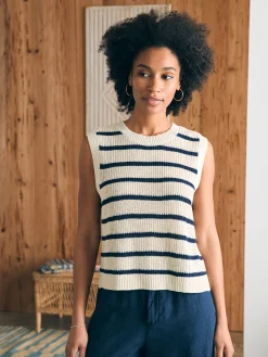 Sweaters^Faherty Brand Miramar Linen Muscle Tank - Montauk Stripe