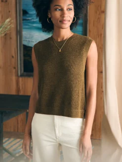 Sweaters^Faherty Brand Miramar Linen Muscle Tank - Military Olive