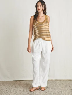 Sweaters^Faherty Brand Miramar Linen Scoop Neck Tank - Antique Bronze Hampton Stripe