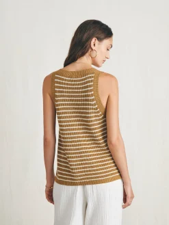 Sweaters^Faherty Brand Miramar Linen Scoop Neck Tank - Antique Bronze Hampton Stripe