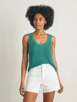 Sweaters^Faherty Brand Miramar Linen Scoop Neck Tank - Bottle Green