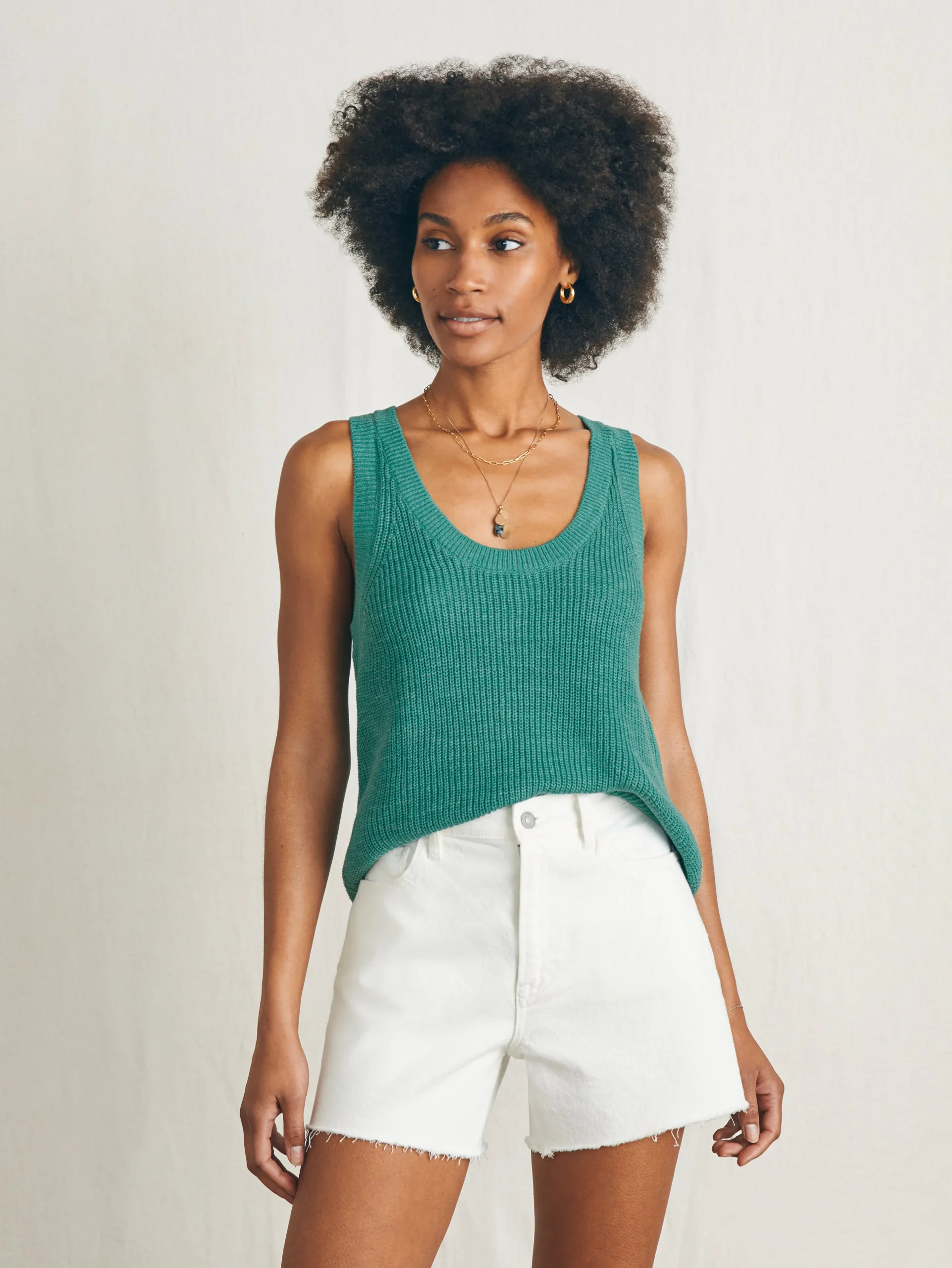 Sweaters^Faherty Brand Miramar Linen Scoop Neck Tank - Bottle Green