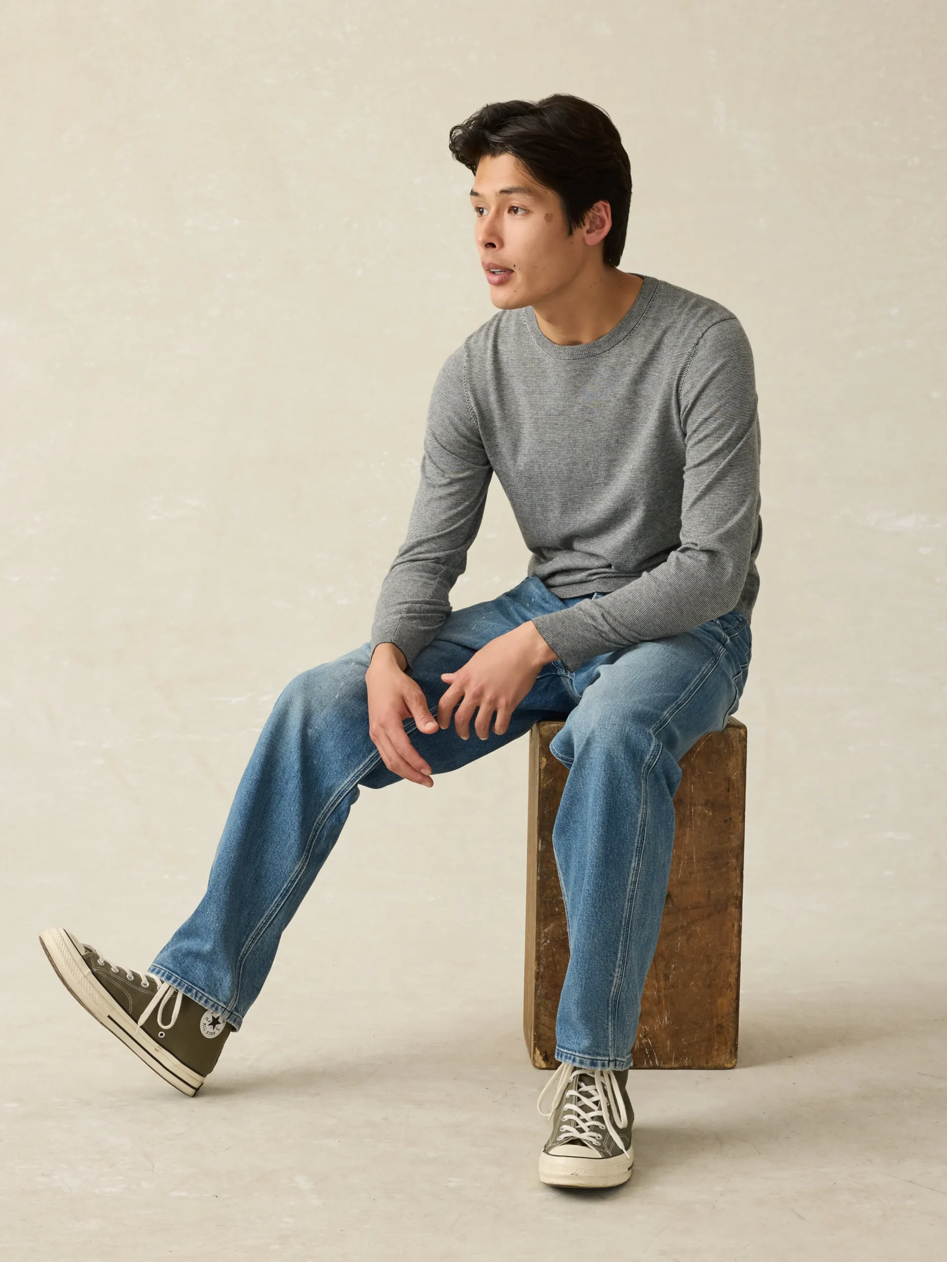 Sweaters^Faherty Brand Movement™ Crewneck Sweater (Tall) - Ivory Ash Feeder
