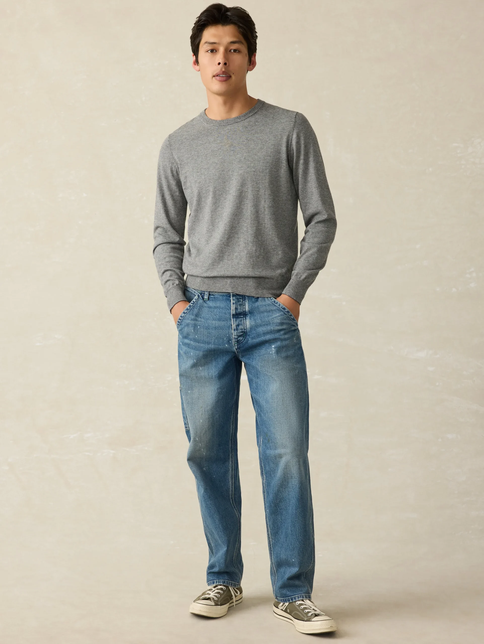 Sweaters^Faherty Brand Movement™ Crewneck Sweater (Tall) - Ivory Ash Feeder