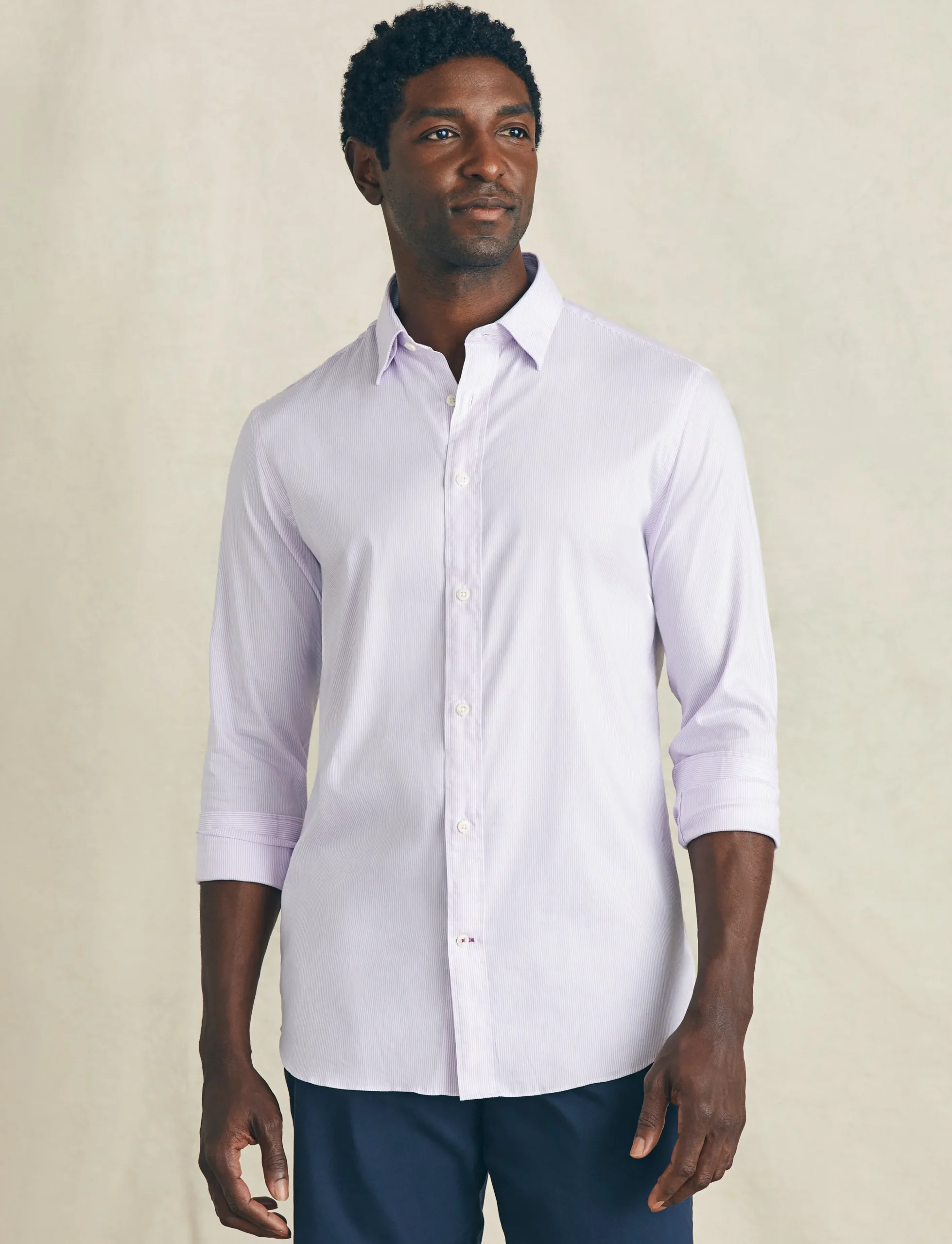 Shirts^Faherty Brand Movement™ Dress Shirt - Lavender Valley Stripe