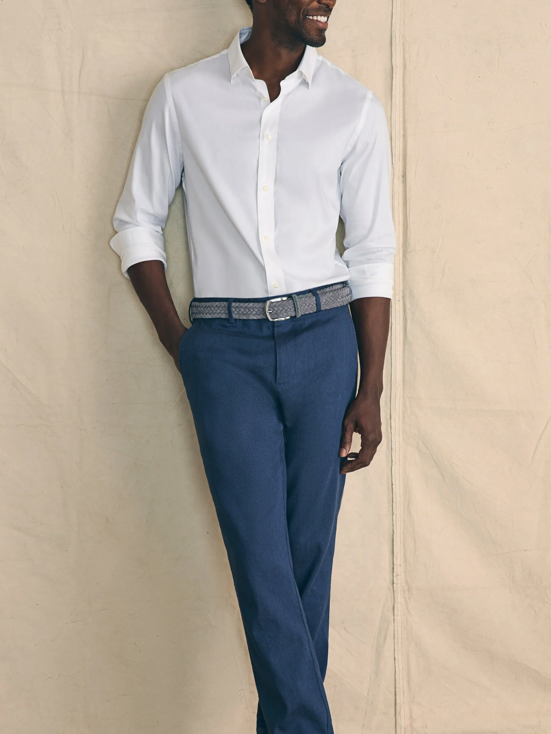 Pants^Faherty Brand Movement™ Flex Linen Trouser - Deep Sea Navy