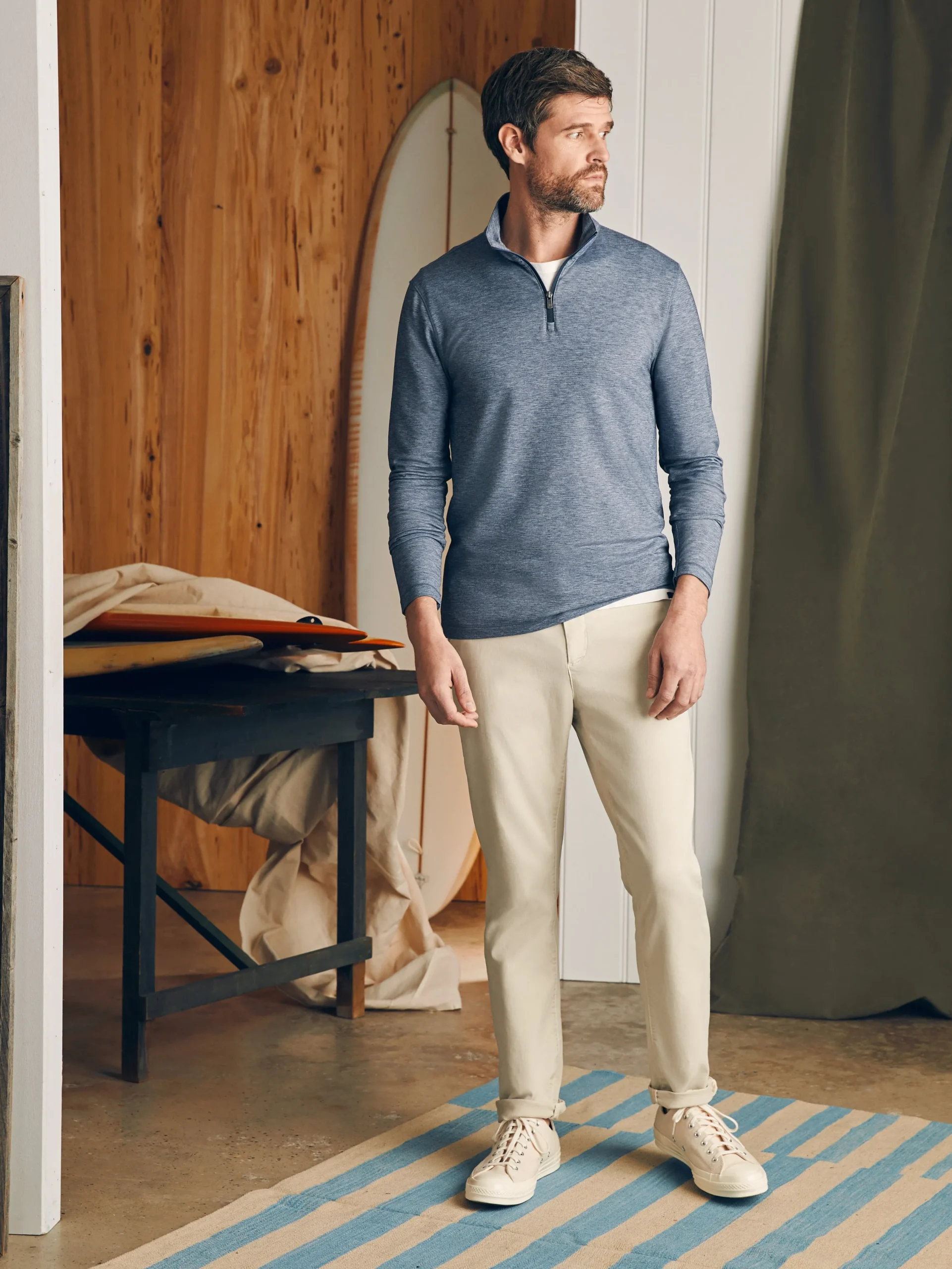 Hoodies & Sweatshirts^Faherty Brand Movement™ Quarter Zip - Deep Navy Feeder