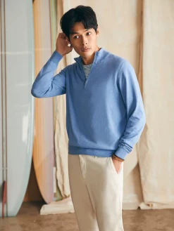 Sweaters^Faherty Brand Movement™ Quarter Zip Sweater (Tall) - Azure Sky Heather