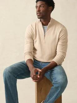 Sweaters^Faherty Brand Movement™ Quarter Zip Sweater (Tall) - Soft Dune Heather
