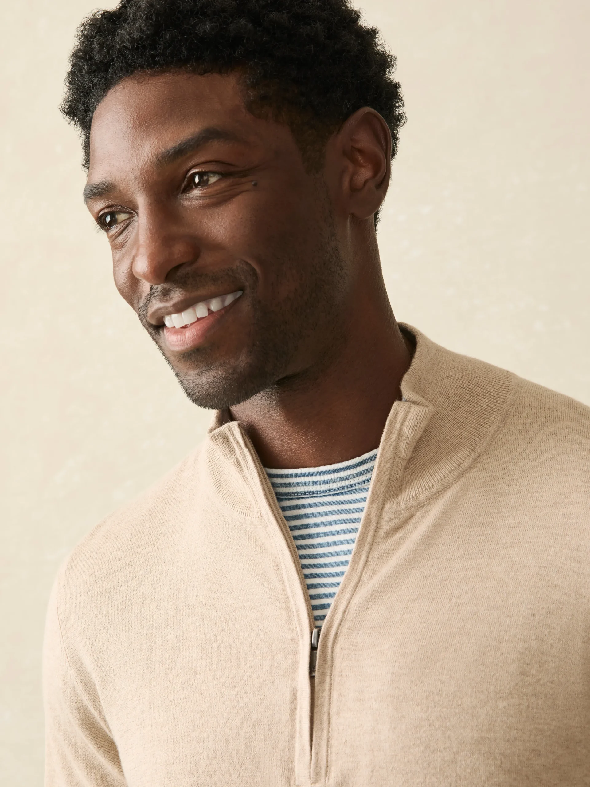 Sweaters^Faherty Brand Movement™ Quarter Zip Sweater (Tall) - Soft Dune Heather