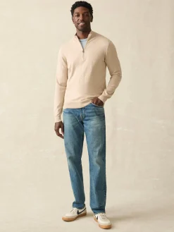 Sweaters^Faherty Brand Movement™ Quarter Zip Sweater (Tall) - Soft Dune Heather