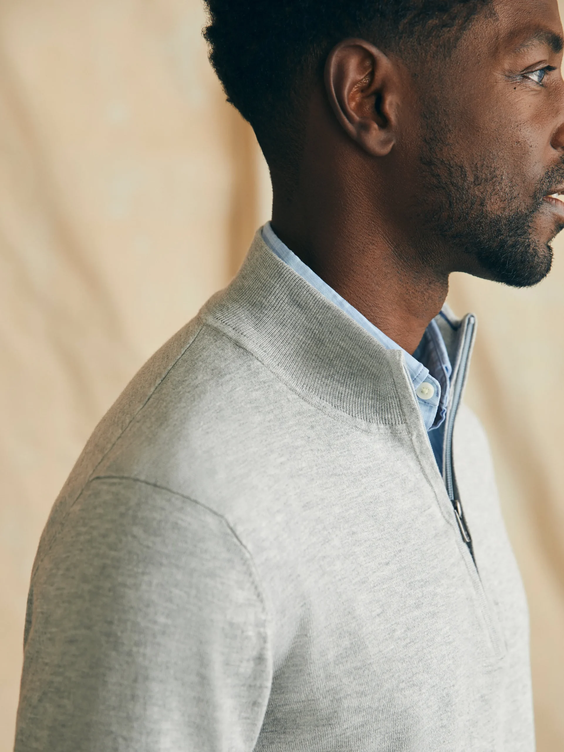 Sweaters^Faherty Brand Movement™ Quarter Zip Sweater (Tall) - Mineral Grey Heather