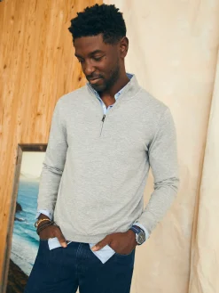 Sweaters^Faherty Brand Movement™ Quarter Zip Sweater (Tall) - Mineral Grey Heather