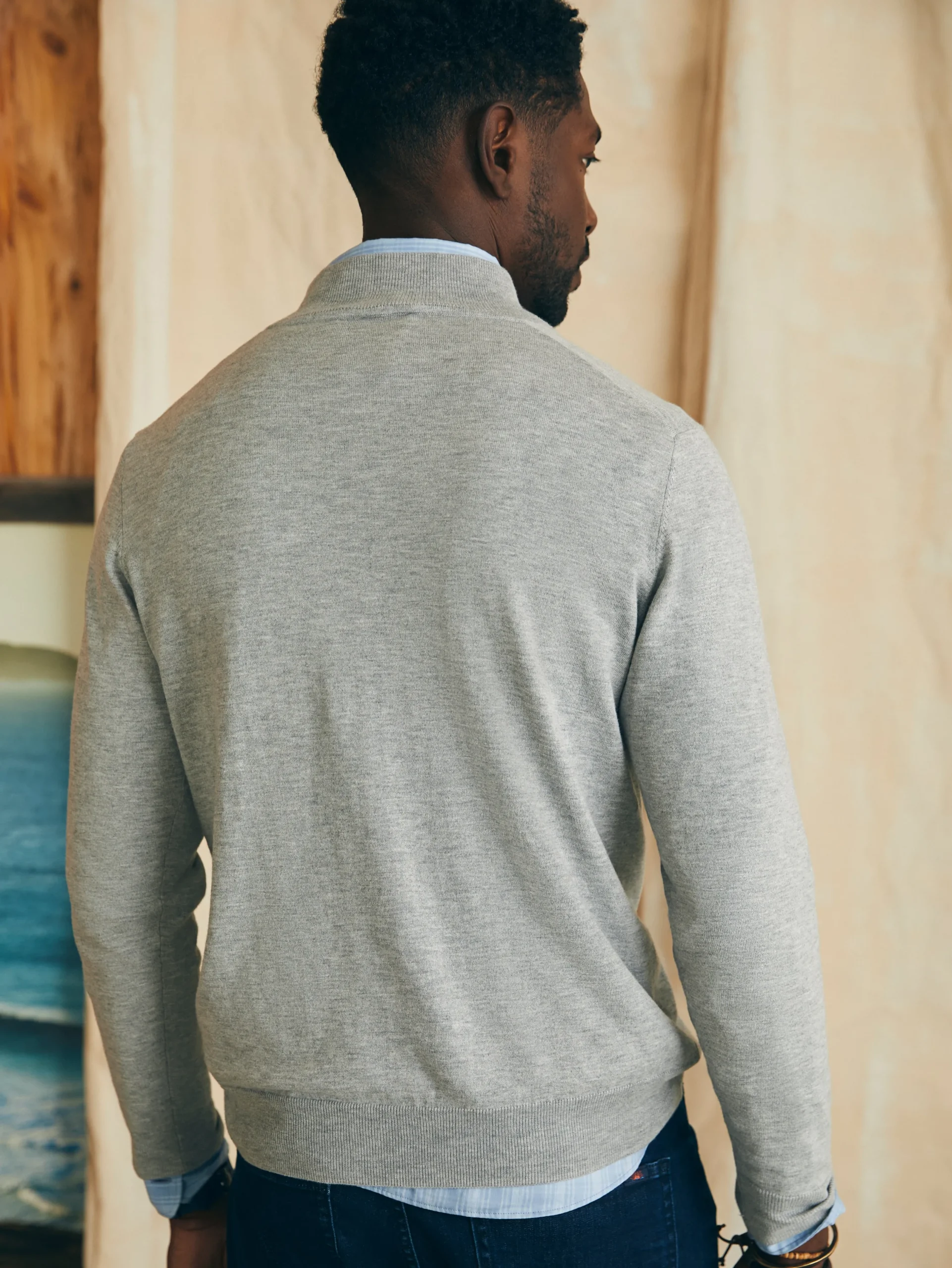Sweaters^Faherty Brand Movement™ Quarter Zip Sweater (Tall) - Mineral Grey Heather