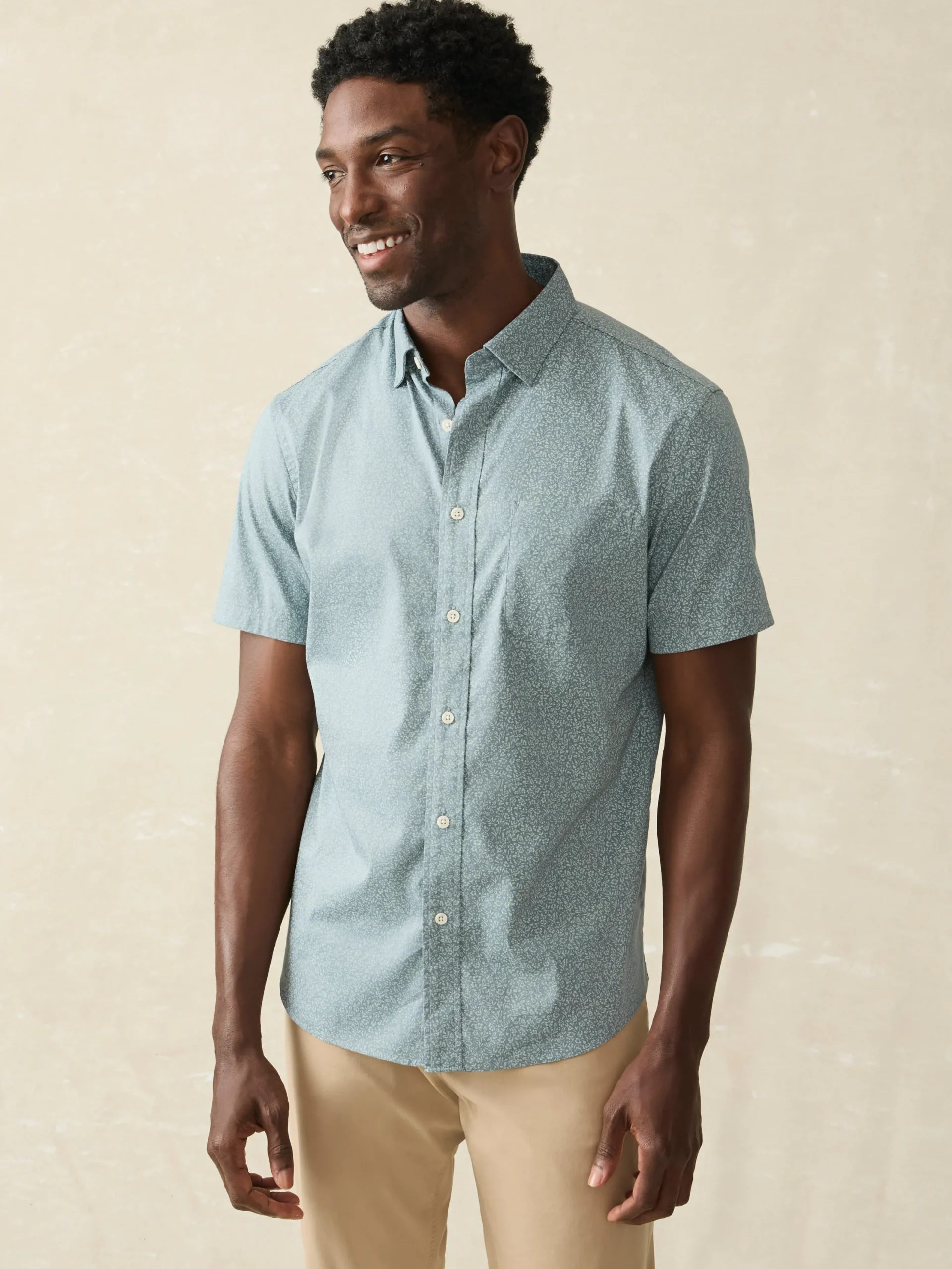 Shirts^Faherty Brand Movement™ Short-Sleeve Shirt - Sea Storm Ditsy