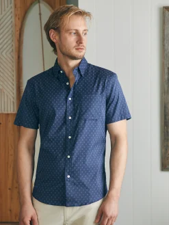 Shirts^Faherty Brand Movement™ Short-Sleeve Shirt - Navy Dusk Diamond Print