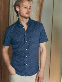 Shirts^Faherty Brand Movement™ Short-Sleeve Shirt - Navy Dusk Diamond Print