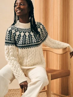 Sweaters^Faherty Brand Native Knitter Frost Fair Isle Crew - White Sheep Camp