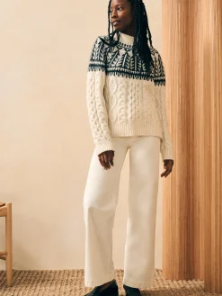 Sweaters^Faherty Brand Native Knitter Frost Fair Isle Crew - White Sheep Camp