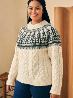 Sweaters^Faherty Brand Native Knitter Frost Fair Isle Crew - White Sheep Camp