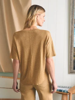 T-Shirts^Faherty Brand Oceanside Linen V-Neck Tee - Antique Bronze