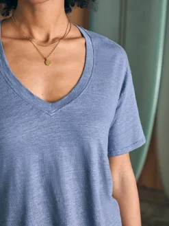 T-Shirts^Faherty Brand Oceanside Linen V-Neck Tee - Folkstone