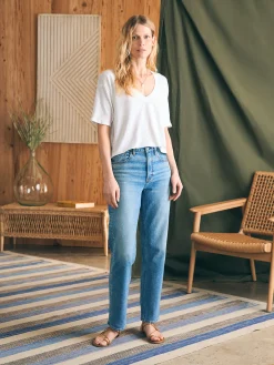 T-Shirts^Faherty Brand Oceanside Linen V-Neck Tee - White