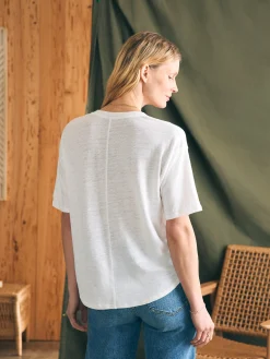 T-Shirts^Faherty Brand Oceanside Linen V-Neck Tee - White