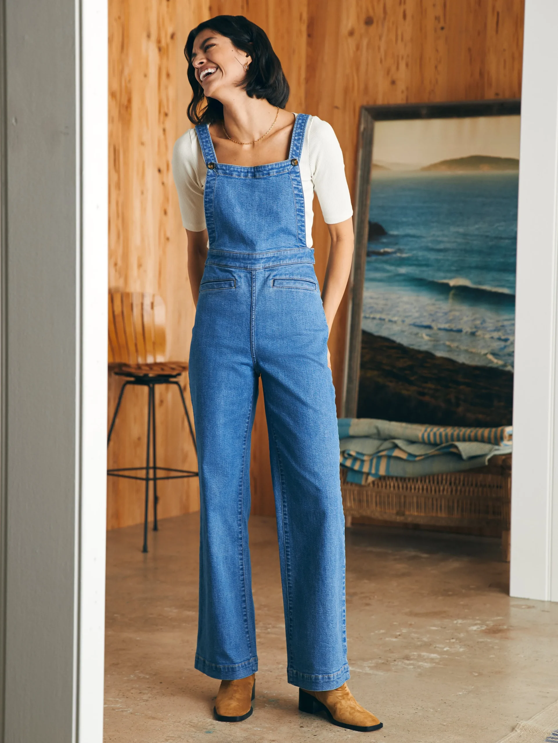 Dresses|Overalls & Jumpsuits^Faherty Brand Organic Cotton Denim Sienna Jumpsuit - Seabrook Wash