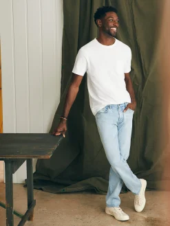 Pants^Faherty Brand Organic Cotton Slim Straight Denim (32" Inseam) - Somerset Blue