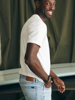 Pants^Faherty Brand Organic Cotton Slim Straight Denim (32" Inseam) - Somerset Blue