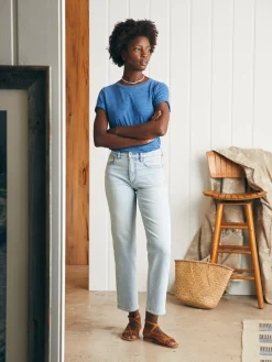Pants|Jeans^Faherty Brand Organic Cotton Slim Straight Ankle Denim - Cloudbreak Wash