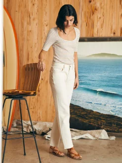 Pants|Jeans^Faherty Brand Organic Cotton Slim Straight Ankle Denim - White Dune Wash